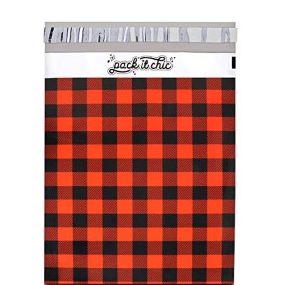 ๐ 10 Red Buffalo Plaid Stocking Poly Mailers Shipping Bags New - Picture 4 of 7